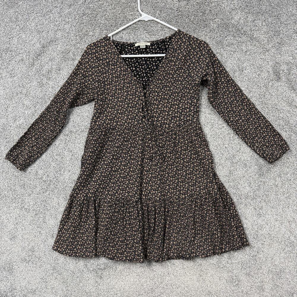 American Eagle Dress XS Floral Ruffle Lined Boho Cottagecore Coquette Grunge